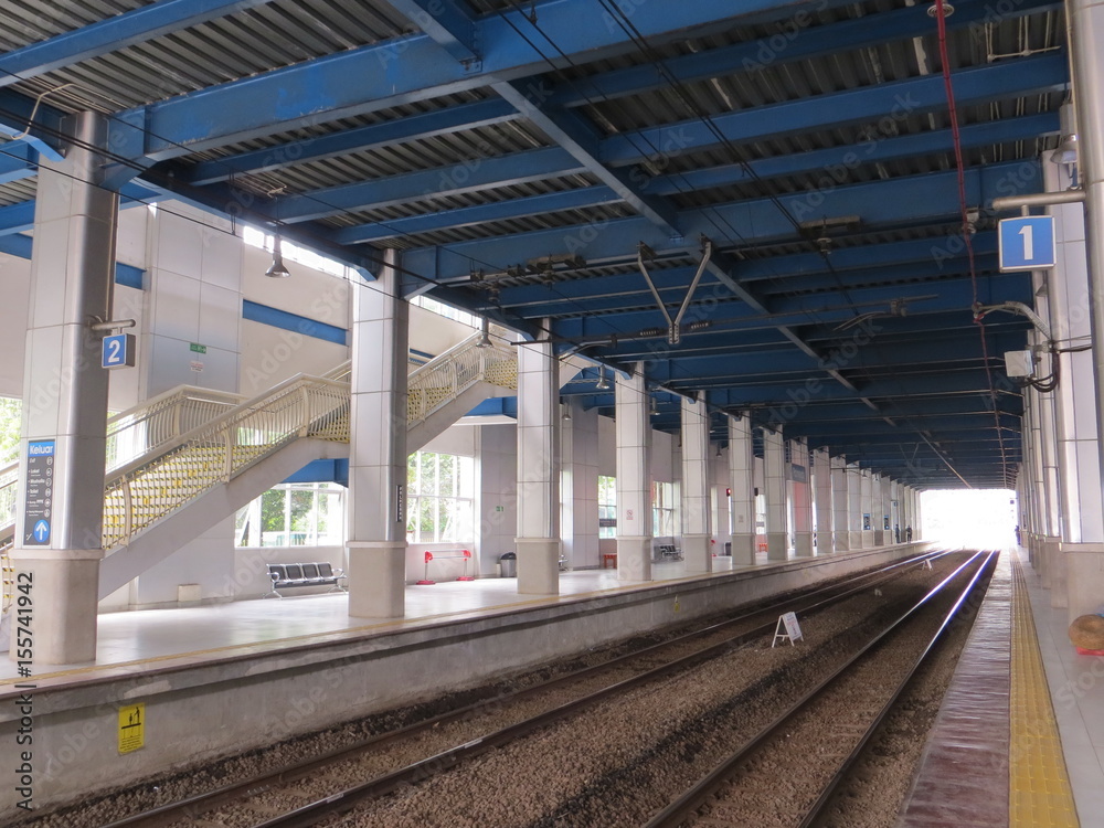 The platform of Palmerah Station, Jakarta. The platform of Palmerah Station, Jakarta.