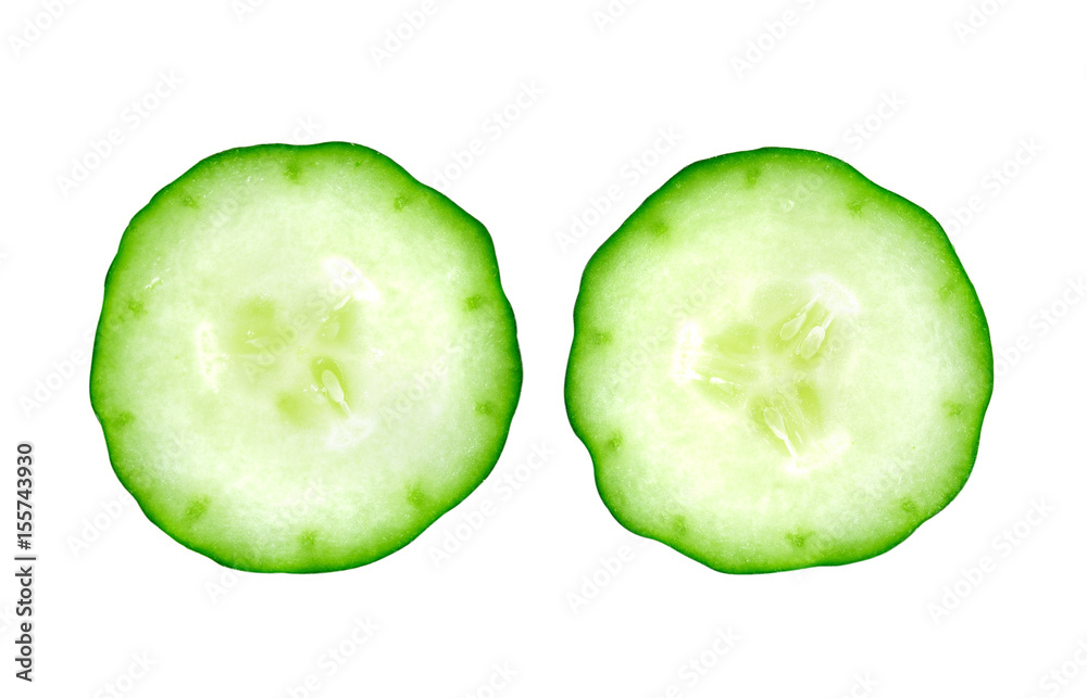 Fresh cucumber slice isolated on white background Fresh cucumber slice isolated on white background