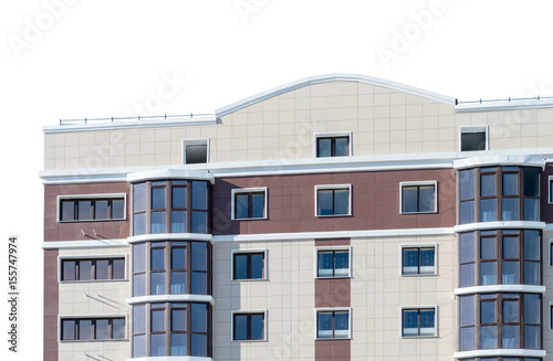 Modern, new executive apartment building on white