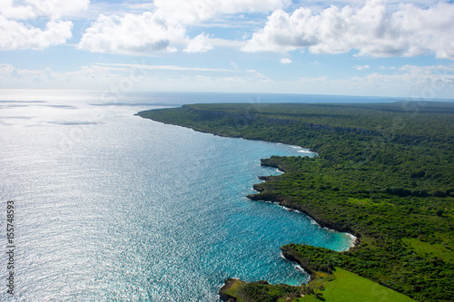 Aerial view of caribbean coastline from a helicopter, Dominican Republic photo