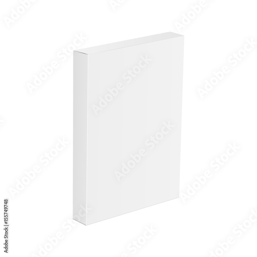 White thin paper box mockup - half side view. Vector illustration
