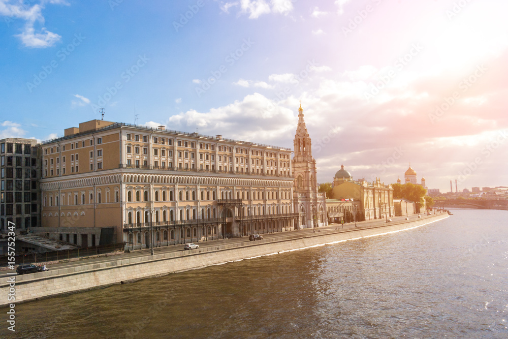 Fototapeta premium Sofiyskaya embankment view from Moscow river, Russia