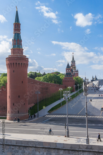 Red square view from Bolshoy Moskvoretsky Bridge, Moscow, Russia