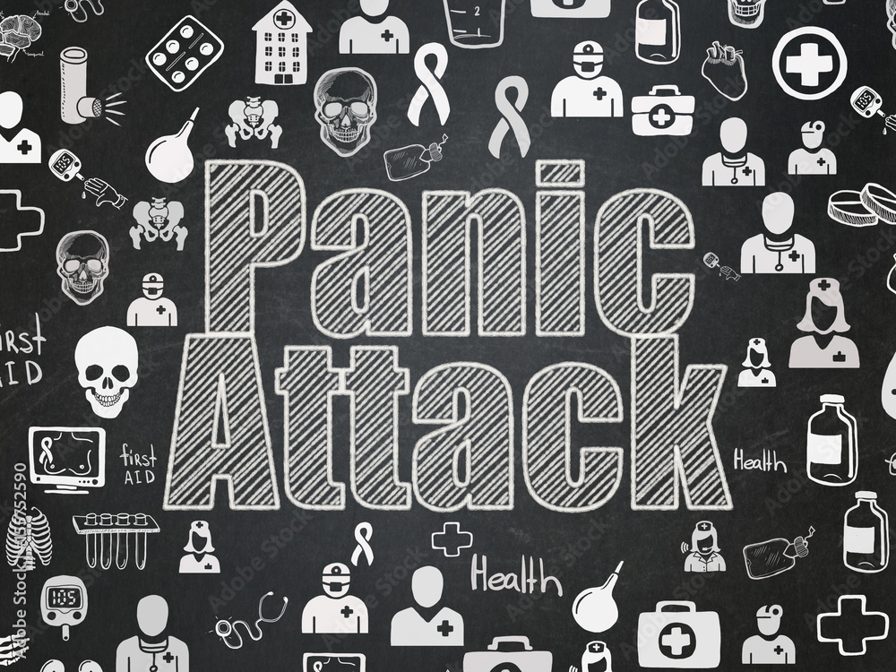 Health concept: Panic Attack on School board background Health concept: Panic Attack on School board background