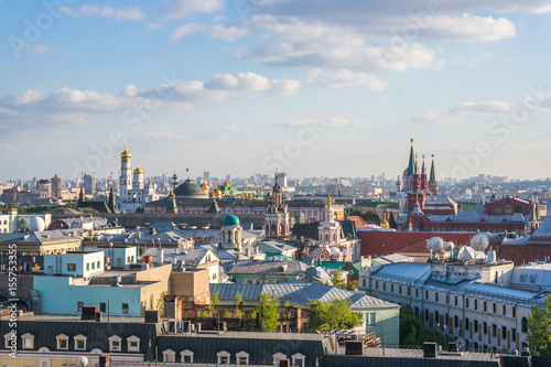 Aerial roof view in historical center of Moscow, Russia