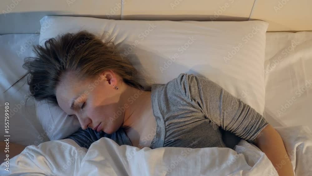 The portrait of the snoring woman. Close-up. 4K. The portrait of the snoring woman. Close-up. 4K.
