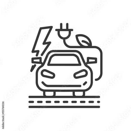 Electromobile - modern vector single line icon