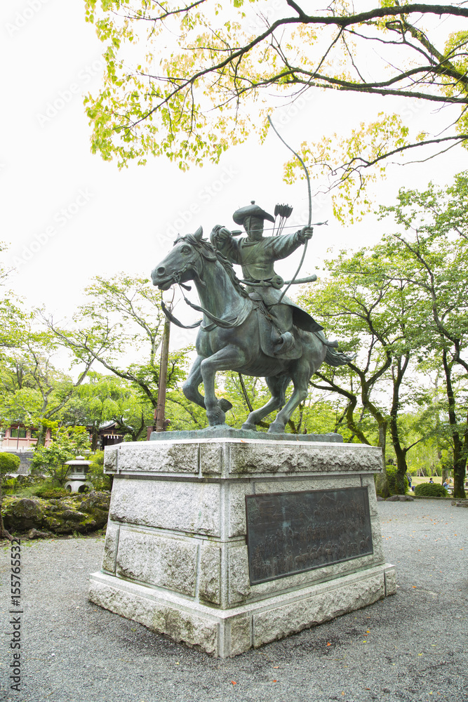 Yabusame statue in Fujisan hongu sengen taisha shrine