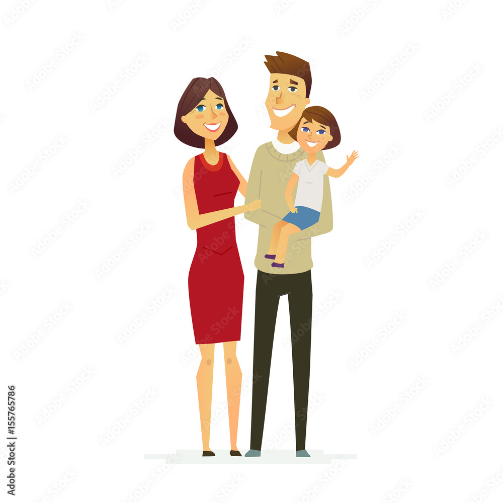 Family - colored modern flat illustration composition.