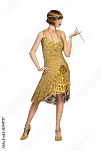 The Roaring 20s Woman Flapper Dancer Dress