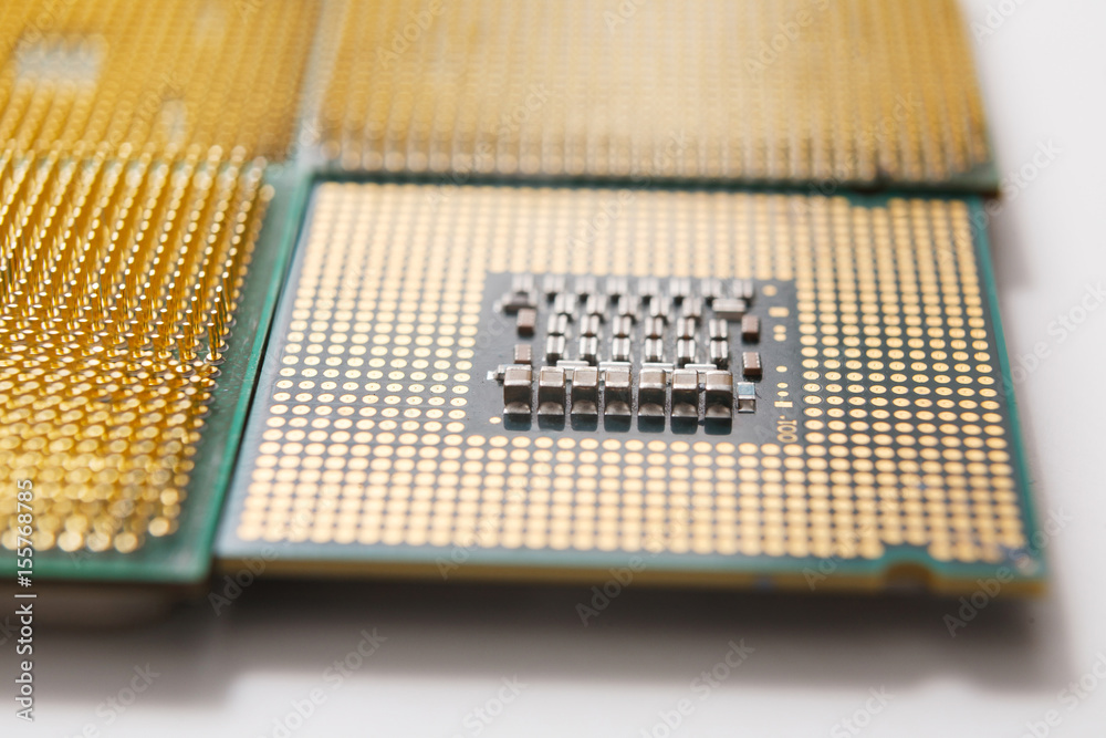 Computer processor chip close-up. Computer processor chip close-up.