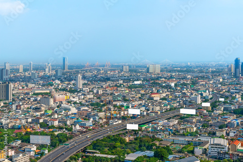Traffic congestion on expressway during business district center capital of Bangkok, Thailand.