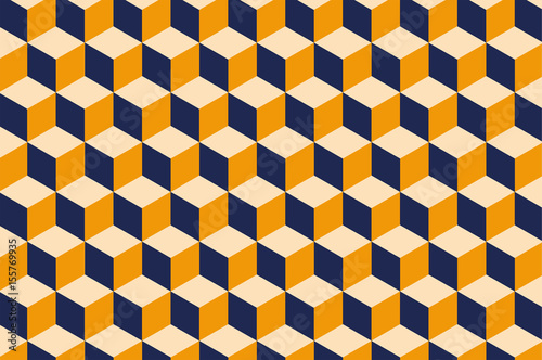 Seamless geometric cube design pattern