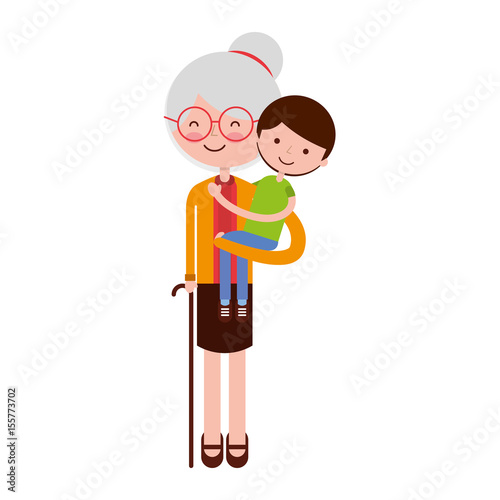 cute grandmother with grandson avatar character vector illustration design