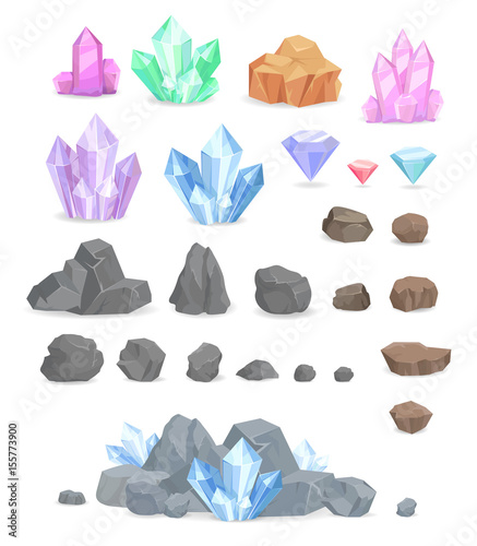 Natural Crystals and Stones Illustrations Set