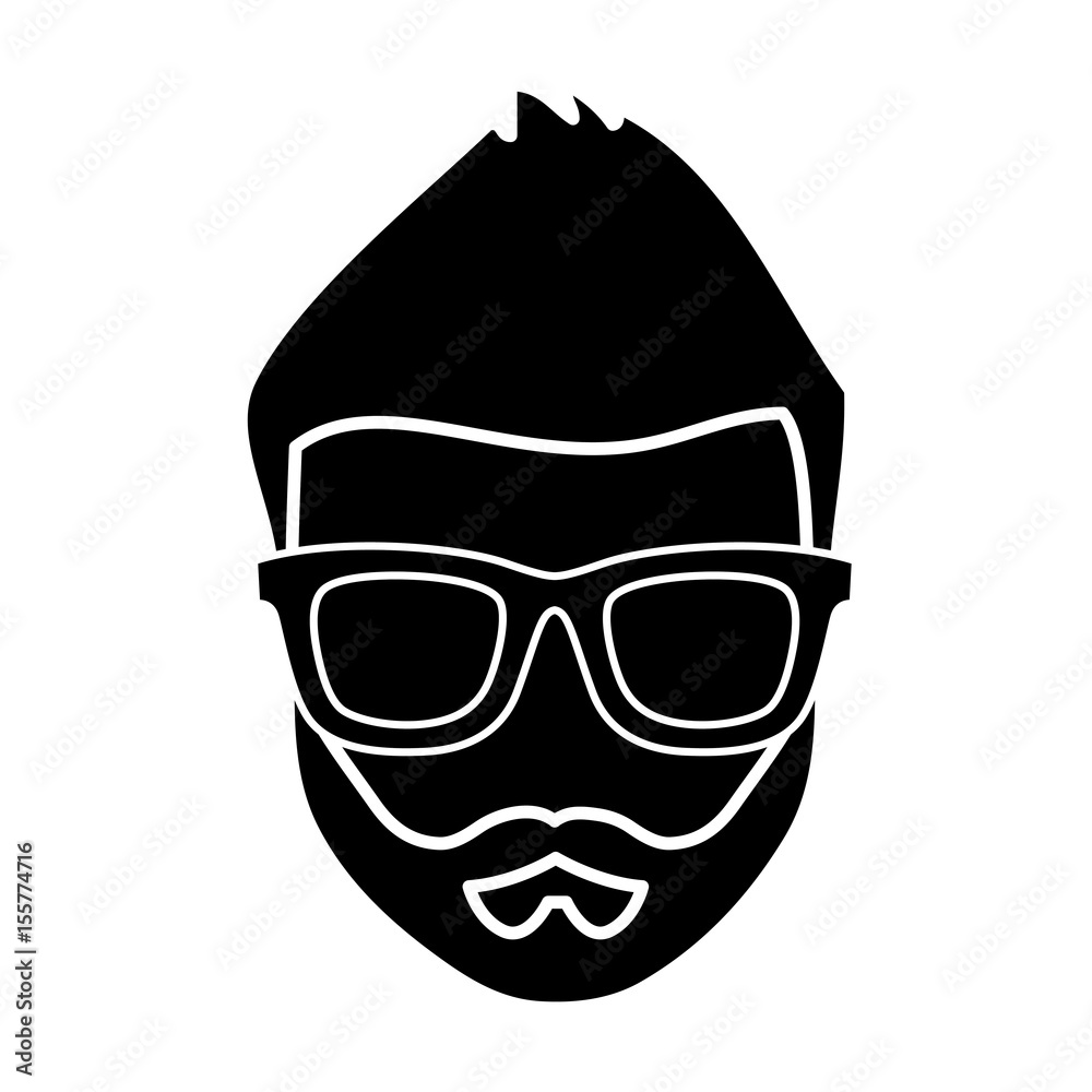 hipster man with glasses icon over white background. vector illustration hipster man with glasses icon over white background. vector illustration