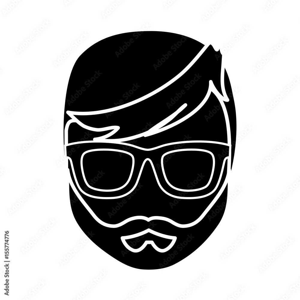 hipster man with glasses icon over white background. vector illustration
