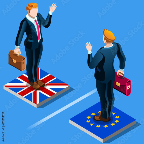 UK United Kingdom Brexit from the EU European Union infographics. Vector EU and British flags icons. Voting result Political crisis concept. infographic elements
