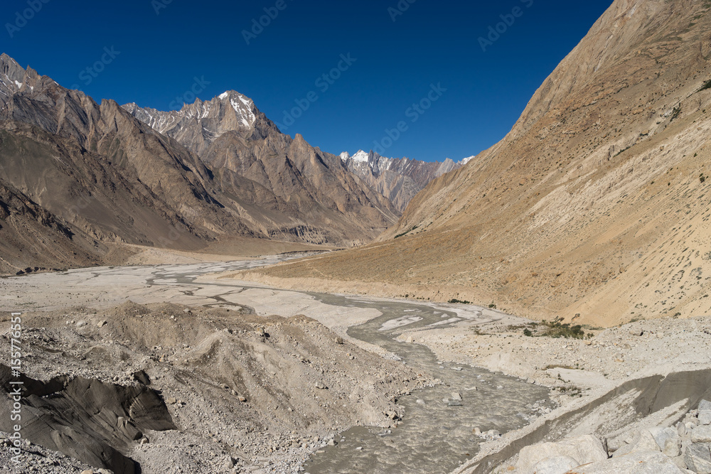 Landscape of Karakorum mountain along the way to K2 base camp, K2 trek, Skardu, Pakistan
