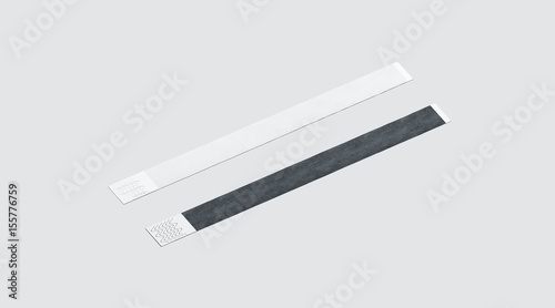 Fotografia Blank black and white paper wristband mockup, 3d rendering