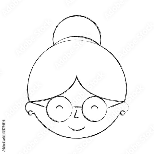 cute grandmother head avatar character vector illustration design