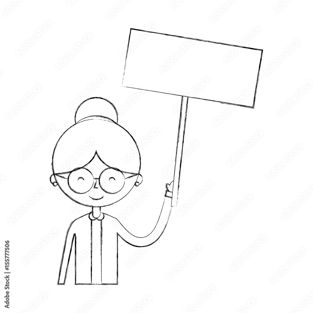 cute grandmother with protest label avatar character vector illustration design cute grandmother with protest label avatar character vector illustration design
