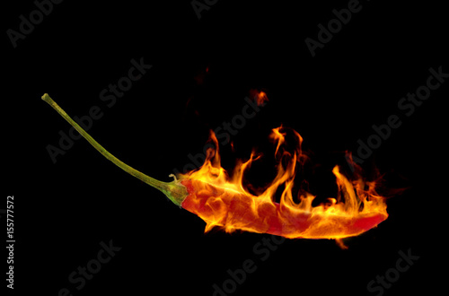 Hot chilli pepper in energy fire.The concept of hot and spicy