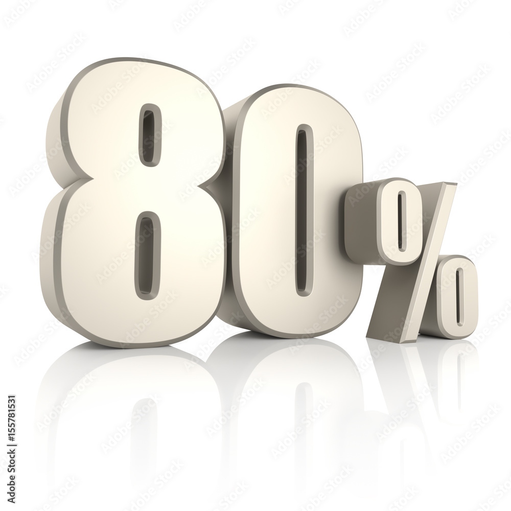 80 Percent isolated on White Background. 3d Render 80 Percent isolated on White Background. 3d Render