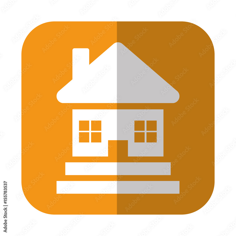 house icon over orange square and white background. vector illustration house icon over orange square and white background. vector illustration