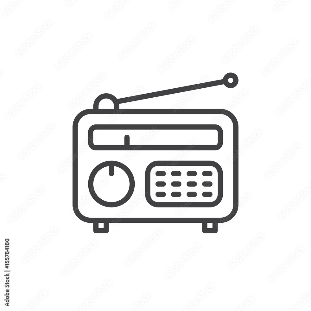 Radio line icon, outline vector sign, linear style pictogram isolated on white. Symbol, logo illustration. Editable stroke. Pixel perfect Radio line icon, outline vector sign, linear style pictogram isolated on white. Symbol, logo illustration. Editable stroke. Pixel perfect