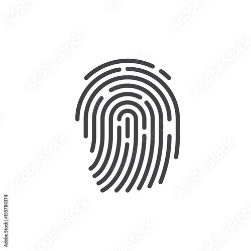Fingerprint line icon, outline vector sign, linear style pictogram isolated on white. Symbol, logo illustration. Editable stroke. Pixel perfect