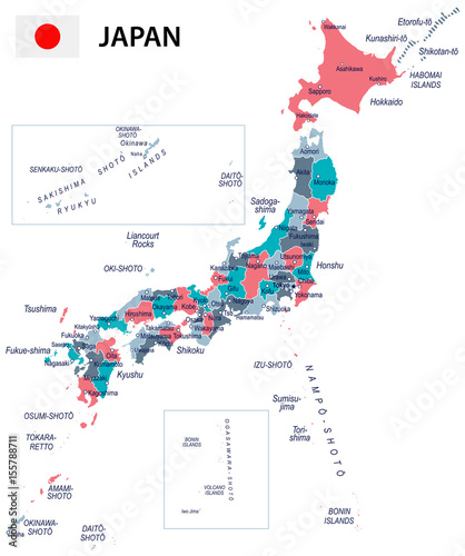Japan - map and flag     illustration