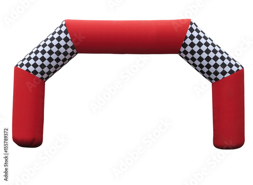 Inflatable red race finish gate isolated over white photo