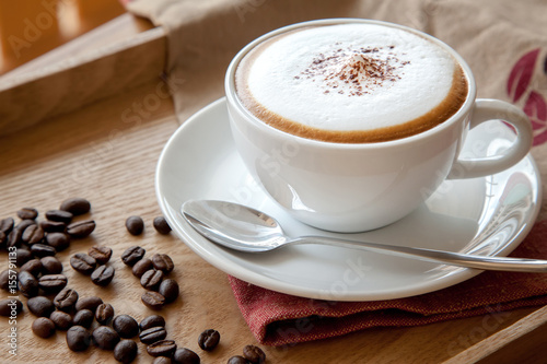 Fotobehang Coffee cup of cappuccino
