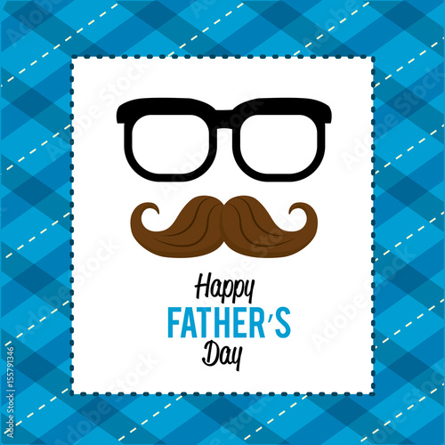 happy father day card with mustache and glasses design