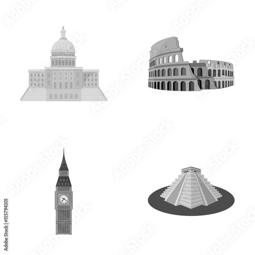 Building, interesting, place, coliseum .Countries country set collection icons in monochrome style vector symbol stock illustration web.