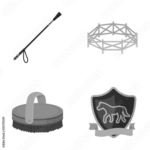 Aviary, whip, emblem, hippodrome .Hippodrome and horse set collection icons in monochrome style vector symbol stock illustration web.