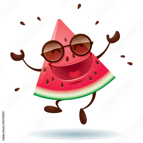 Vector Illustration of watermelon character with arms open wide.