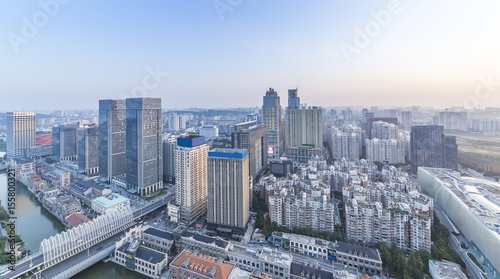 aerial view of wuhan city，china