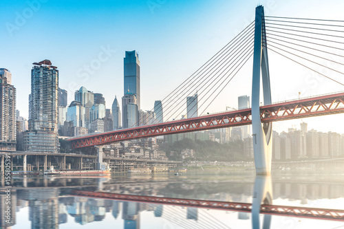 Fototapeta Naklejka Na Ścianę i Meble -  modern panoramic skyline of chongqing,yangtze river bridge,china