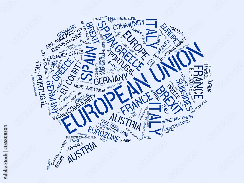 EUROPEAN UNION - image with words associated with the topic EUROPEAN UNION, word cloud, cube, letter, image, illustration EUROPEAN UNION - image with words associated with the topic EUROPEAN UNION, word cloud, cube, letter, image, illustration