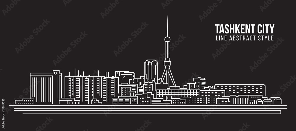 Cityscape Building Line art Vector Illustration design - Tashkent city