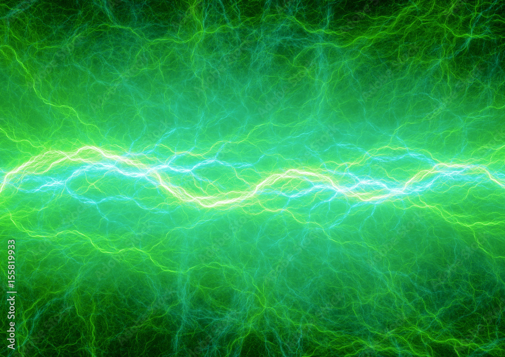 Fototapeta premium Green plasma, abstract lightning background