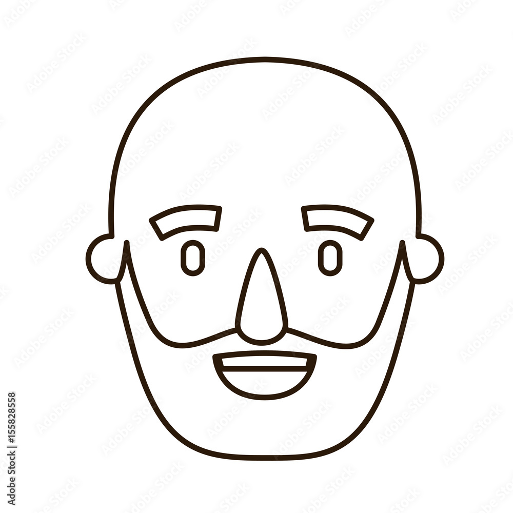 sketch contour caricature old bald man bearded vector illustration