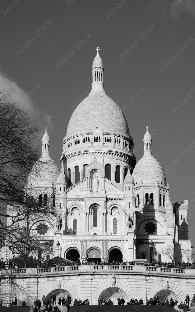 Sacre Coeur Basilica (Paris, France) Black and white.