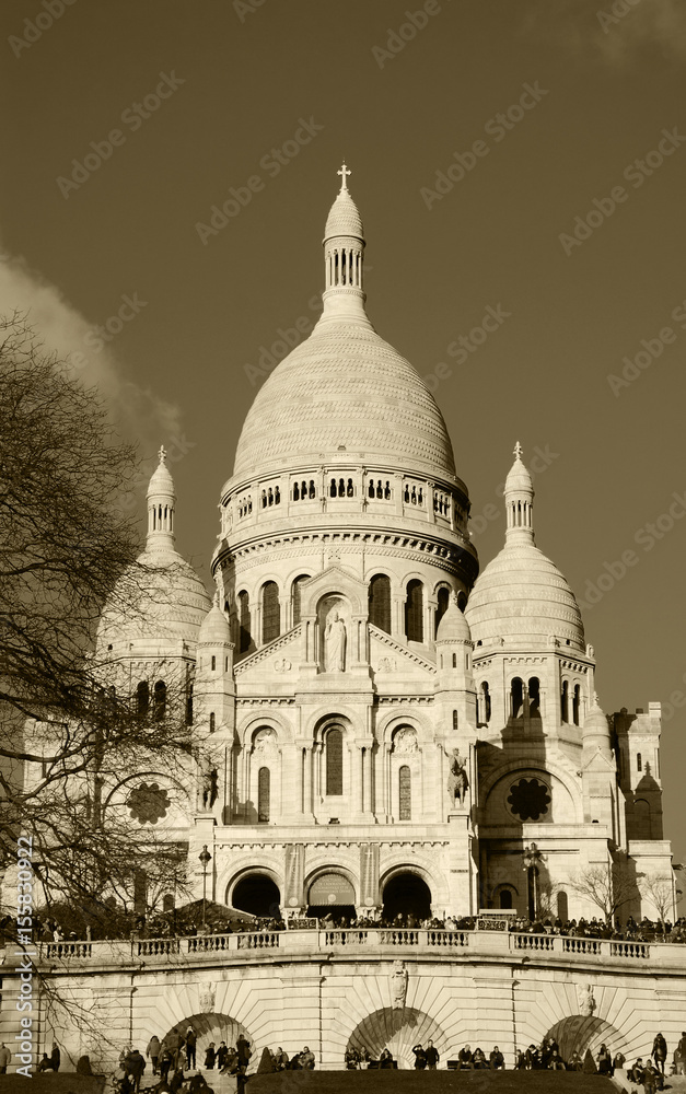 Sacre Coeur Basilica (Paris, France) Sepia.