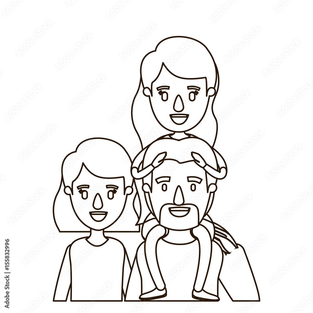 group of big family with child in pram vector illustration sketch doodle  hand drawn with black lines isolated on white background Stock Vector Image  & Art - Alamy