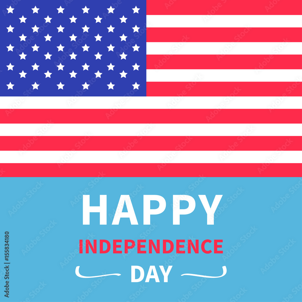 Happy independence day United states of America. Star and strip american flag. 4th of July. Blue background. Flat design. Happy independence day United states of America. Star and strip american flag. 4th of July. Blue background. Flat design.