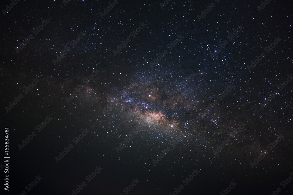 Clearly milkyway galaxy at phitsanulok in thailand. Long exposure photograph.with grain
