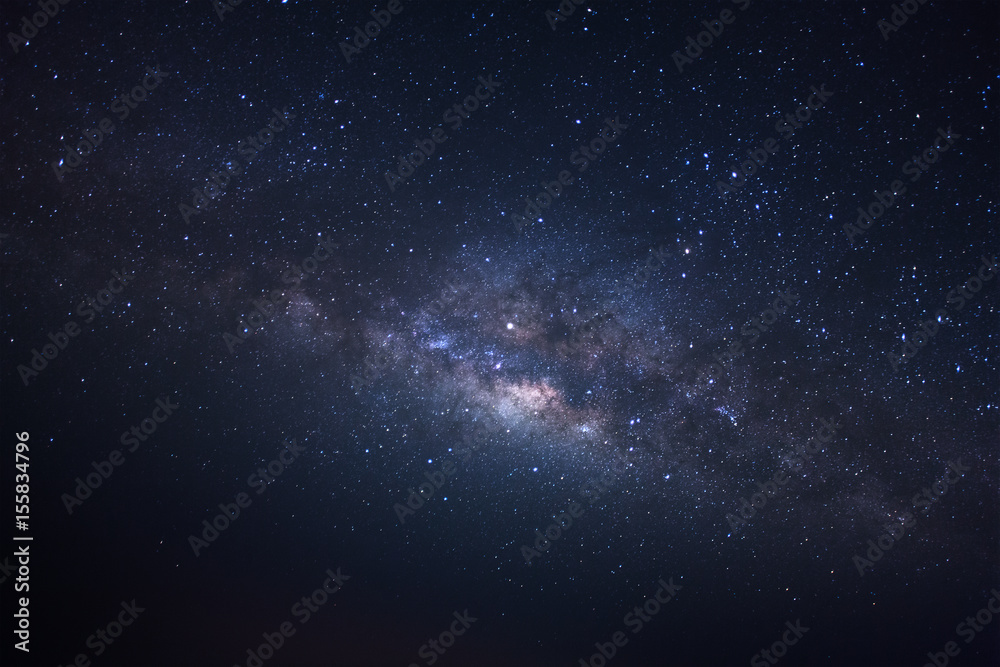 Clearly milkyway galaxy at phitsanulok in thailand. Long exposure photograph.with grain